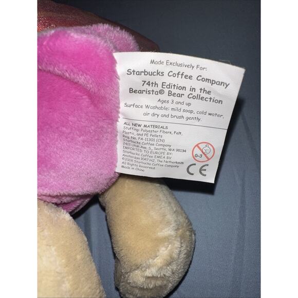 2008 Starbucks Bearista Butterfly Bear 74th Edition Plush Pink Spring - Picture 3 of 8